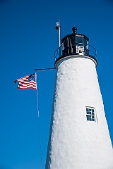 American Flag Waving at Bakers Island Lighthouse